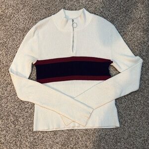 Kendall and Kylie Quarter Zip Fitted Mock Neck Sweater